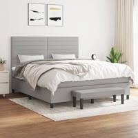 Boxspring met matras stof lichtgrijs 180x200 cm