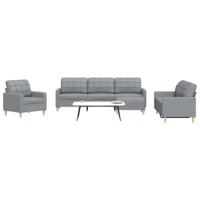 4-delige Loungeset met voetenbank stof lichtgrijs