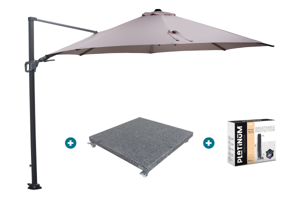 GI Hawaii zweefparasol 350 cm. - Zand - met voet en hoes