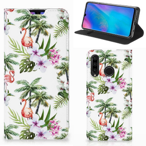 Huawei P30 Lite New Edition Hoesje maken Flamingo Palms