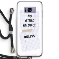 No Girls Allowed Unless: Samsung Galaxy S8 Plus Transparant Hoesje met koord