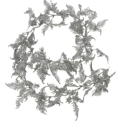 Christmas Decoration Guirlande - verlicht - bladeren - zilver - 150 cm - lichtsnoer - kerstversierin