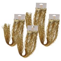 Engelenhaar/lametta slierten - 6x 50 cm - golf - goud - folie - kerstboomversiering