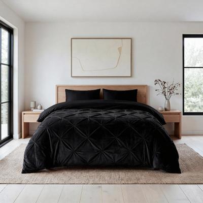 1+1 Gratis Wasbaar Lazy Dekbed Zonder Overtrek - Zonder Overtrek - Velvet Pintuck - Zwart - Dekbed-Discounter.nl