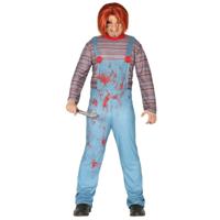 Horror pop Chuck verkleed kostuum voor heren - Halloween killer poppen overall Horror pop Chuck verkleed kostuum voor heren - Halloween killer poppen overall