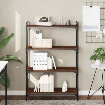 Boekenkast 4-laags 80x30x120 cm bewerkt hout bruin eikenkleur