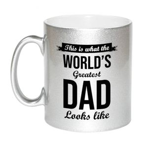 Worlds Greatest Dad cadeau mok / beker zilverglanzend 330 ml - feest mokken