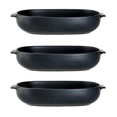 Cosy & Trendy ovenschaal - 3x - zwart - 24 x 15 x 5 cm - Ovaal - Klassieke braadsledes