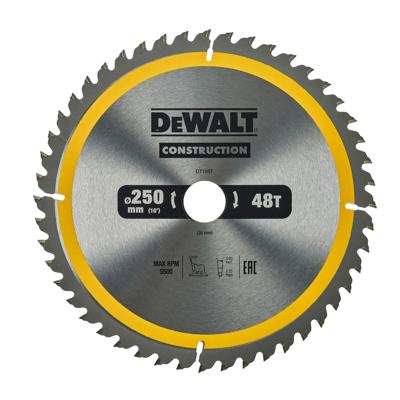 DeWALT Cirkelzaagblad voor Hout | Construction | Ø 250mm Asgat 30mm 48T - DT1957-QZ