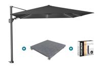 Platinum Challenger Zweefparasol T2 Premium Glow 3x3 m. - Faded Black met voet en hoes Platinum Challenger Zweefparasol T2 Premium Glow 3x3 m. - Faded Black met voet en hoes