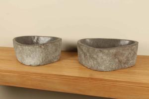 Wastafels riviersteen set RM070306AB, 44x30x15 cm