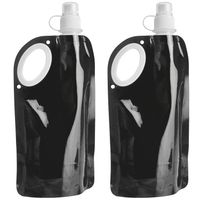 Waterfles/drinkfles opvouwbaar - 10x - zwart - kunststof - 770 ml - schroefdop - waterzak - Drinkflessen - thumbnail