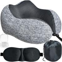 Ruhhy Nekkussen set - grijs - traagschuim - memory foam - vliegtuig - auto