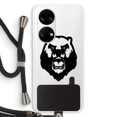 Angry Bear (black): Huawei P50 Transparant Hoesje met koord