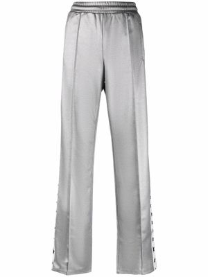 Golden Goose pantalon droit à bande logo - Gris