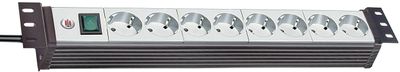 Brennenstuhl Premium-Line 19" stekkerdoos voor schakelkasten 8-voudig zwart/lichtgrijs 3m H05VV-F 3G1,5 19"-formaat - 1156057018