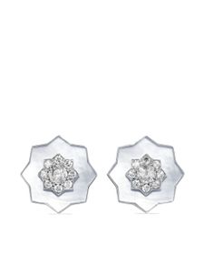 David Morris boucles d'oreilles en or blanc 18ct pavées de diamants - Argent