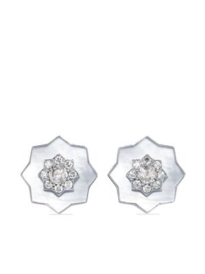 David Morris boucles d'oreilles en or blanc 18ct pavées de diamants - Argent