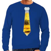 Apres ski sweater voor heren - bier stropdas - blauw - wintersport - snowboarden