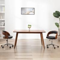 Eetkamerstoel draaibaar gebogen hout en kunstleer zwart
