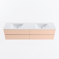MONDIAZ VICA 190cm badmeubel onderkast Rosee 4 lades. Wastafel CLOUD dubbel 2 kraangaten, kleur Talc.