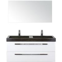 Seville Badmeubelset 120 cm - 2 Laden Wit Hoogglans - Wastafel Lucca Dubbel met Spiegel