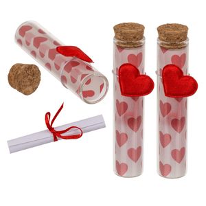 Pakket van 6x stuks valentijn hartjes cadeau hartjes flesjes van glas met boodschap 11 cm