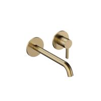 Hotbath Ace - Wastafelmengkraan - zonder Waste - Laag - Geborsteld Messing PVD - Inbouw - Messing