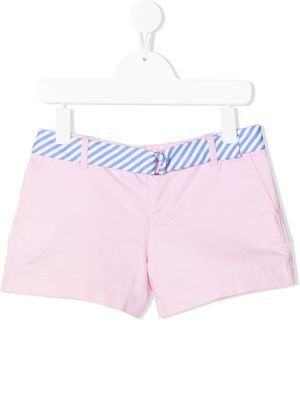 POLO RALPH LAUREN KIDS short à ceinture rayée - Rose