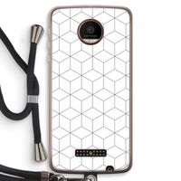 Zwart-witte kubussen: Motorola Moto Z Force Transparant Hoesje met koord