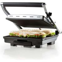 DOMO - Multifunctionele roestvrijstalen grill - Grote Teflon-platen - Drijvende afdekking - Regelbare thermostaat