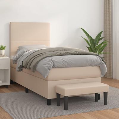 Boxspring met matras kunstleer cappuccinokleurig 100x200 cm
