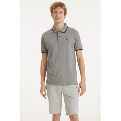 Twinlife regular fit polo grijs melange