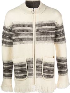 Junya Watanabe MAN cardigan rayé à fermeture zippée - Tons neutres