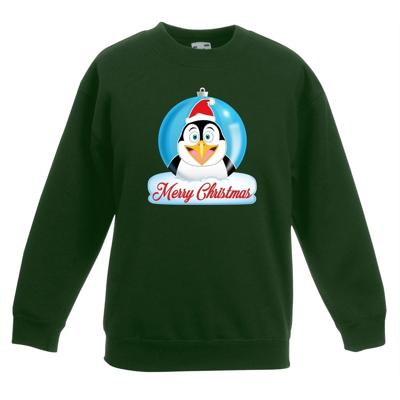 Kersttrui voor kinderen - Merry Christmas pinguin kerstbal - groen - jongens en meisjes Kersttrui voor kinderen - Merry Christmas pinguin kerstbal - groen - jongens en meisjes