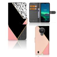 Nokia 1.4 | Book Case | Zwart Roze Vormen