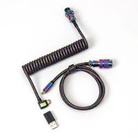 Premium Coiled Aviator Cable - Rainbow Plated Black, Angled Kabel