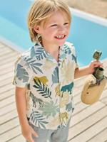 Overhemd met korte mouwen wit, bedrukt