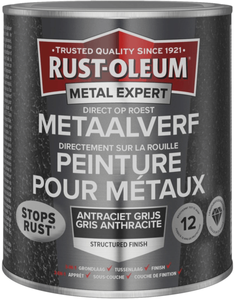 rust-oleum metal expert metaalverf structuur hoogglans zwart 250 ml