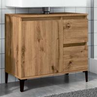 Wastafelkast 65x33x60 cm bewerkt hout artisanaal eikenkleurig