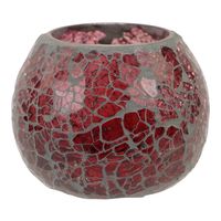Waxinelichthouder - Gebroken Glas - Roze (ca. 9,5 x 7 cm) - thumbnail