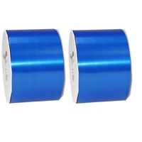 2x XL hobby/decoratie blauwe kunststof sierlinten 9 cm/90 mm x 91 meter