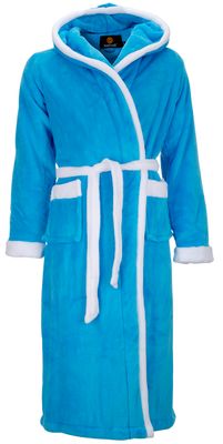 Aquablauwe badjas met capuchon - L/XL