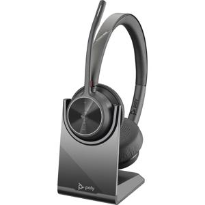 HP Poly Voyager 4320 UC Stereo On Ear headset Computer Bluetooth Stereo Zwart Noise Cancelling Volumeregeling, Incl. oplaad- en dockingstation