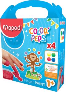 Maped vingerverf Color&apos;Peps Early Age, doos van 4 potjes van 80 ml in geassorteerde kleuren
