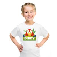 T-shirt wit voor kinderen met Birdy de papegaai