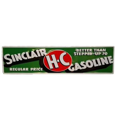 Sinclair H-C Gasoline Stalen Bord met Relief - 79 x 19cm
