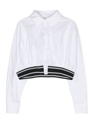 Monnalisa chemise en coton à coupe crop - Blanc