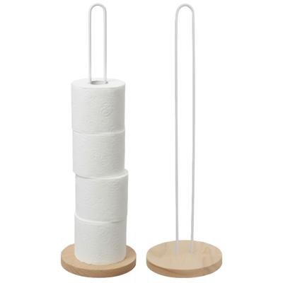 Gerimport toiletrol houder - 2x - metaal / hout - wit - 42 cm - wc rolhouder - reserverolhouder