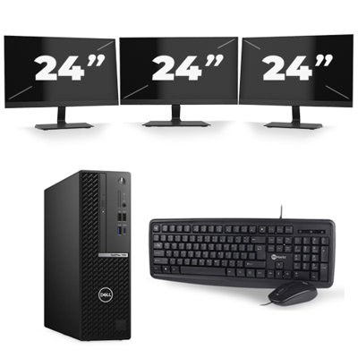 Dell OptiPlex 7080 USFF - Intel Core i3-10e Generatie - 16GB RAM - 256GB SSD - Windows 11 + 3x 24 inch Monitor